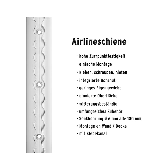 lasiprofi Airlineschiene halbrund, gebohrt, 50 x 11,5 mm, 1.500 mm, 4er Set | Zurrschiene | 150 cm | kompatibel mit Fittingen | Silber eloxiert | für Transporter, Wohnwagen, Sprinter | 1,5 m