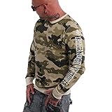 Yakuza Herren Puppy Pullover Sweatshirt, Camouflage Sand, XXL