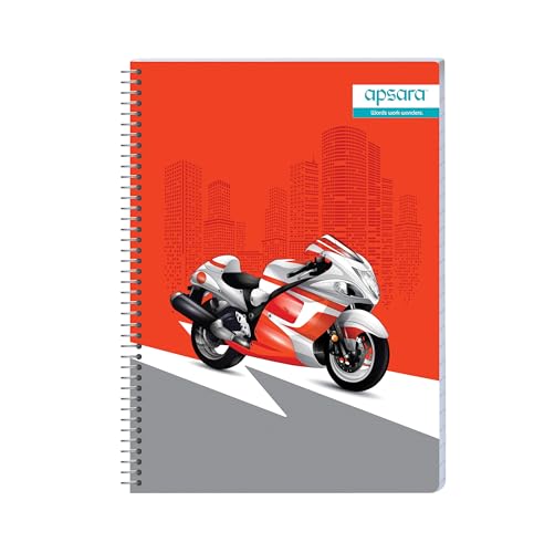 Image of Apsara 5 Subject Spiral Notebook, 252 Pages, Pack of 1, Single Line, 60 GSM - 24 cm x 18 cm, Soft Cover Notebook for School, College Students, Exam Preparation & Professionals, Design May Vary