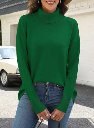 Image of ANFTFH Womens Turtleneck Sweater 2025 Ribbed Knit Top Pullover Sweaters