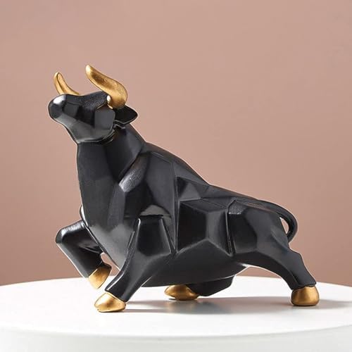 Estatua decorativa toro abstracto en resina negro miniatura 4