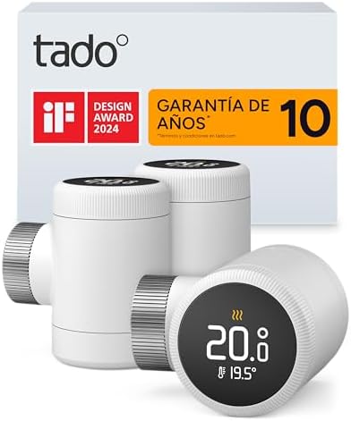 tado° Termostato de radiador inteligente X: Pack Trío, aplicación y altavoz inteligente (Alexa, Siri, Google Assistant), ahorra energía, instalación s...