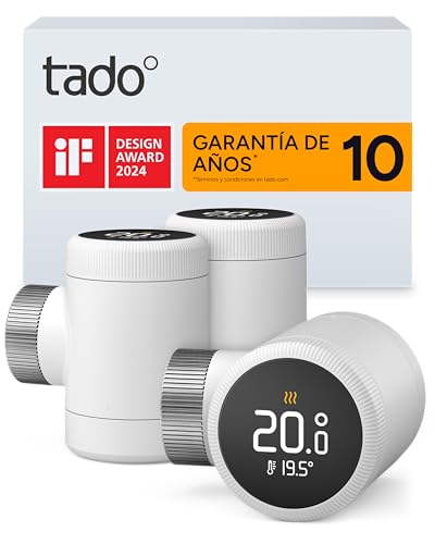 tado° Termostato de radiador inteligente X: Pack Trío, aplicación y altavoz inteligente (Alexa, Siri, Google Assistant), ahorra energía, instalación sencilla
