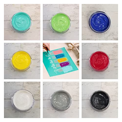 Dgaga Stencil Chalk Paste Paint Kit, 8 Bottles Screen Printing Ink Set Stencils For Painting On Wood, Diy Home Decor, Canvas, Glass, Chalkboard Crafts, Art Supplies #TOP1