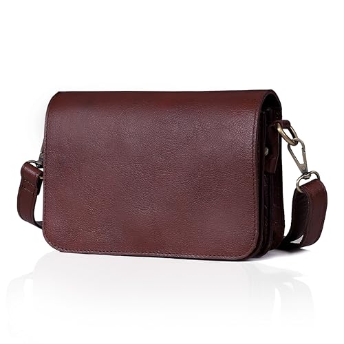 Leather Crossbody Bag for Women, Burgundy Leather, Adjustable Strap