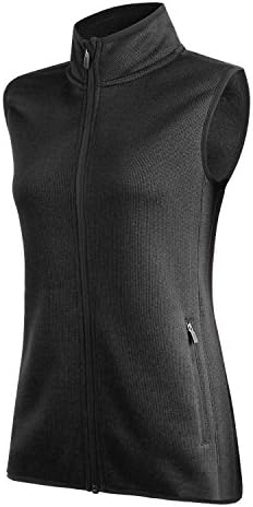 Zip Up Womens Vest with Zipper Pockets Athletic Sweater Fleece Vest Sleeveless Sweater Jacket(AllBlack,M)