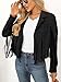 LILLUSORY Womens Cropped Fringe Faux Suede Leather Fall Jackets Western Cowgirl Country Concert Outfits Black XL