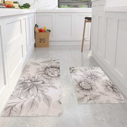 Alfombra de cocina lavable MGDIFYXAA juego de 2 piezas floral 5