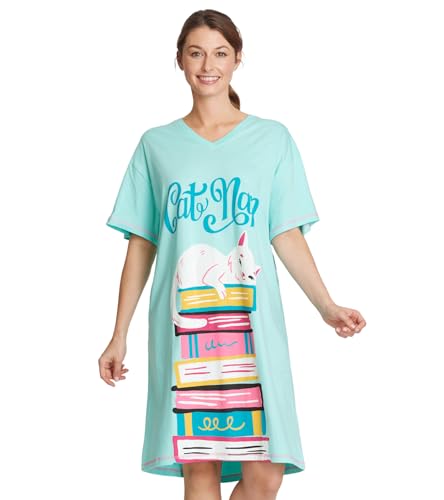 Hatley Sleepshirt Chemise de Nuit, Kitty Cat Book Club, Taille Unique Femme