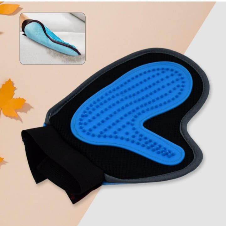 Image of Pet Grooming Glove for Dogs & Cats Deshedding Hair Remover Brush Soft Silicone Massage Glove Bathing & Fur Cleaning Tool Reusable, Adjustable Strap Nutrish (Set 1)