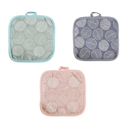 3 Piezas Soporte para ollas de algodón Resistente al Calor con Lazo para Colgar, Agarraderas Resistente al Calor Agarraderas Cuadradas, para Usar Como Posavasos, Cocinar y Hornear