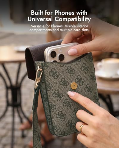 Image of CG MOBILE Guess Universal Wallet Crossbody Bag Official Licensed, Grained PU Leather with Classic Logo & Strap, Protective Smartphone Sling Pouch & Travel Shoulder Wallet Bag for Men & Women -Black