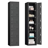 Bonusall Employees Lockers,Metal Office Storage Locker with 6 Door, Tall Steel Lockers with Keys and Lock for School, Gym, Home, Garage,Black