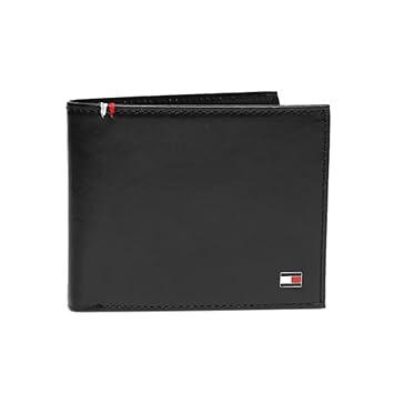 Tommy Hilfiger Checker Leather Global Coin Wallet for Men - Black, 4 Card Slots - image, photos