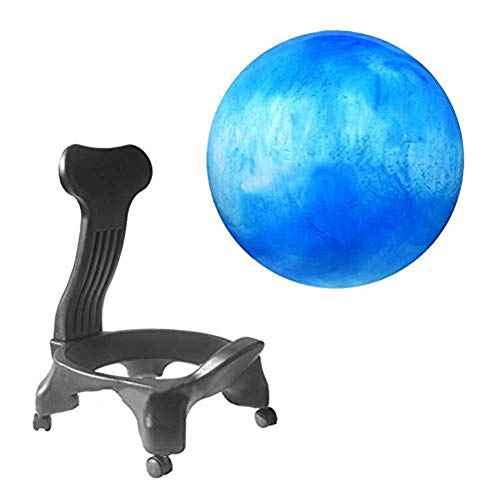 R & R Enterprises Fitness Ball Chair Anti-Burst ?Swiss Ball Birthing Ball For Yoga, Pilates, Wellbeing Live Up Balance Ball Posture Chair With Wheels (Color : Blue, Size : 52 * 79cm)