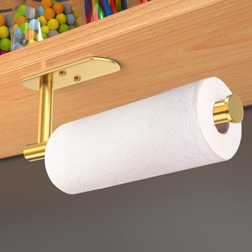 VAEHOLD-Self-Adhesive-Paper-Towel-Holder-Under-Cabinet-Mount-Wall-Mounted-Paper-Towel-Roll-Holder-for-Kitchen-Bathroom-Wall-SUS304-Stainless-Steel-Gold VAEHOLD Self Adhesive Paper Towel Holder Under Cabinet Mount Wall Mounted Paper Towel Roll Holder for Kitchen Bathroom Wall SUS304 Stainless Steel Gold