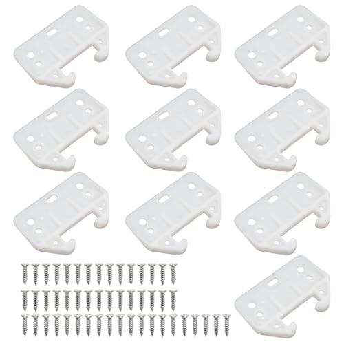 suiwotin 10pcs White Plastic Drawer Slides - Drawer Track Guides with Screws for Dresser, Wardrobe, Cabinet & Furniture Replacement, 7 Holes - Thumbnail 5