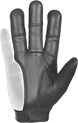 Archery 4 Finger Leather Glove – Right or Left Hand–XS to XXL–Reinforced Stitched Fingertips – Premium 100% Leather–Beige, Black, Light Brown, Dark Brown Comfortable Archery Shooting Mens & Women