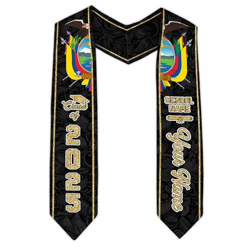 MonkeyVan Ecuador Graduation Stole, Ecuadorians American Flag Graduation Sash 2025, Ecuadorians Graduation Sash Style 4