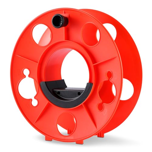 Amazon Basics Carrete Organizador de Cables Para Cables Eléctricos, Luces Navideñas, Mangueras y Cuerdas, Hasta 45m de Longitud, Naranja