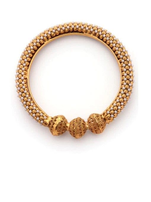 Image of Rubans Set of 2 22K Gold-Plated Stylish Stone Studded Traditional Bangles for Womens & Girls