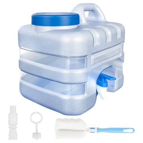 RUCUDIM 5L Camping Wasserkanister Wasserbehälter mit Hahn Kunststoff Wasserkanister Tragbarer Trinkwasserkanister Wassertank Camping mit Griffen Wassertank für Wandern Camping Picknick Wohnwagen