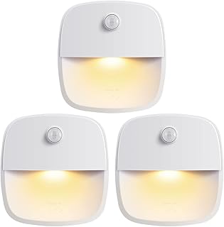 Motion Sensor Light, Cordless Battery-Powered LED Night Light, Wall Light, Closet Lights, Safe Lights for Stairs, Hallway, Bathroom, Kitchen, Cabinet (Warm White - Pack of 3)