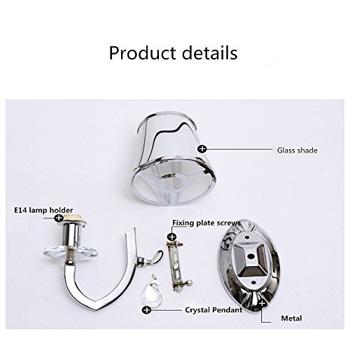 Lámpara de pared cristal moderna 5W luz auxiliar para lectura en dormitorio 6