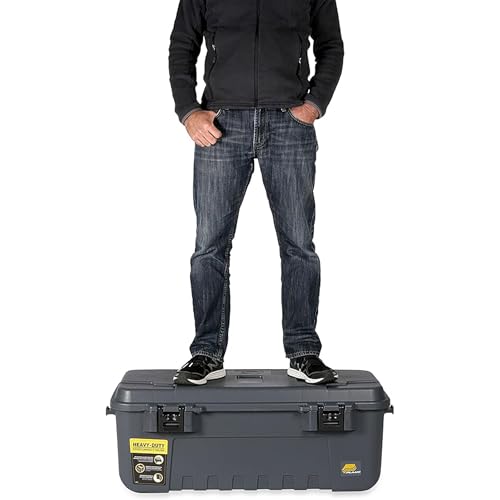 Image of Plano 3 Pack Storage Trunk with Wheels, Gray, Lockable Storage Box, Airline Approved Sportsman Trunk, Hunting Gear and Ammunition Bin, Heavy-Duty Containers for Camping, 108-Quart