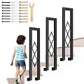 HZLCMPY U Shaped Handrail, Matte Black Hand Rail with Diamond Pattern, Modern Side Railing for Indoor Stairs, Porch Deck Garden Loft Decorative Railing Non-Slip Support Bar (Black, 95CM/3.1FT)
