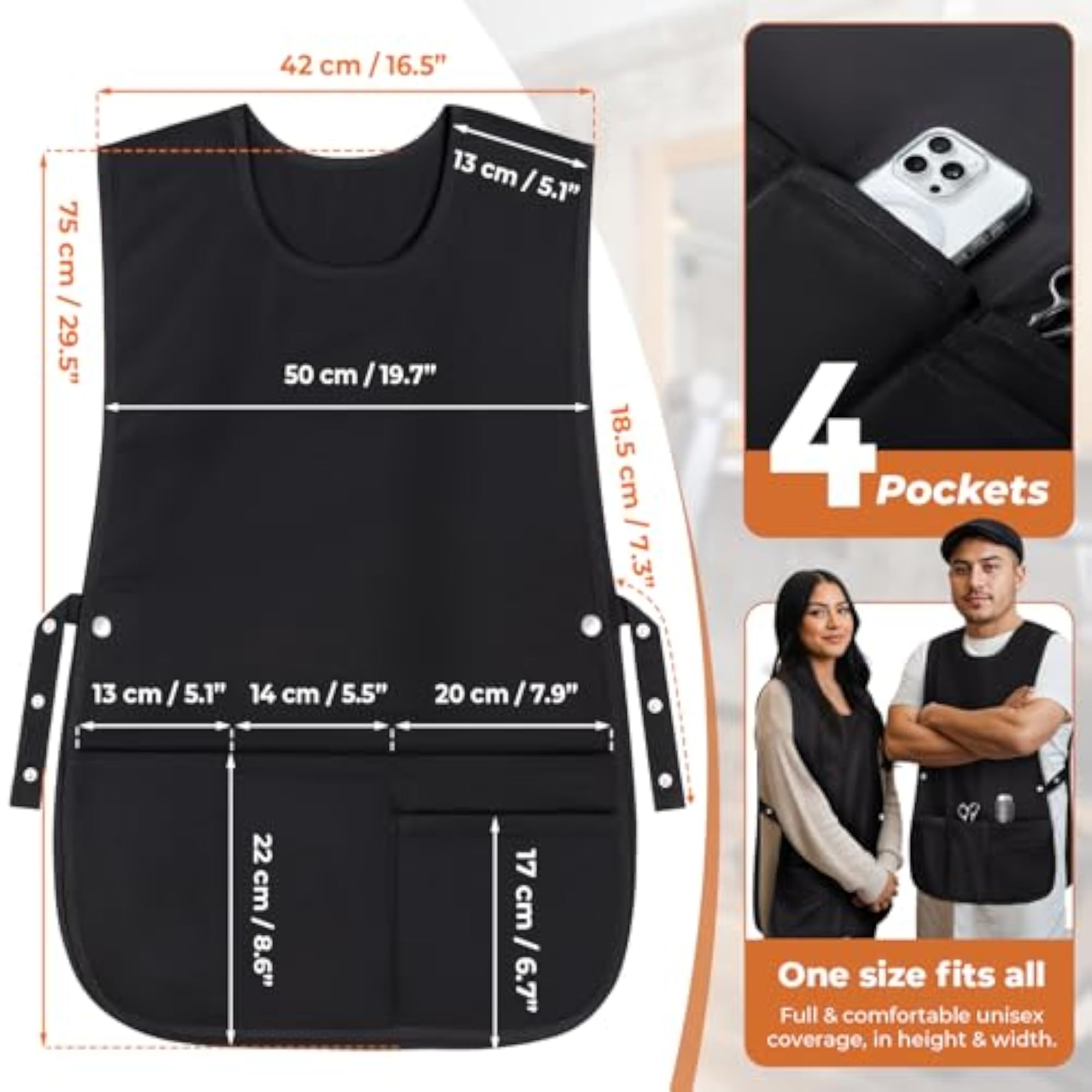 Barber Vest, Unisex Cobbler Apron with 4 Pockets