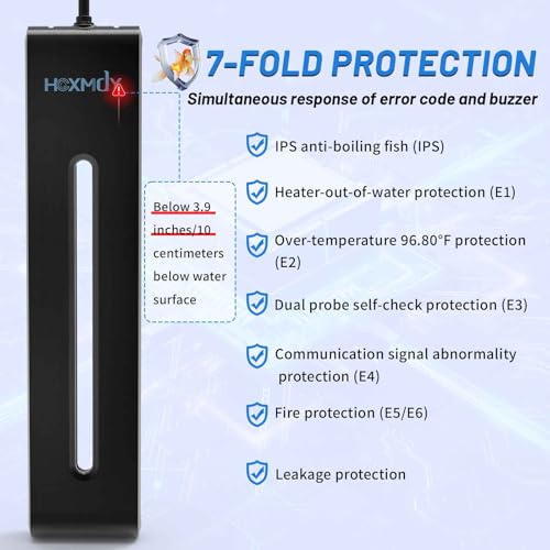 Image of Aquarium Heater - 800W Fish Tank Heater Suitable for 80-220 Gallon, Double Digital Display LED Controller, Double Probe Protection Buzzer with 2 Suction Cups Suitable for Fresh and Saltwater