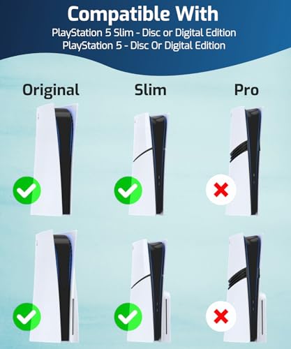 Image of HOSS PS5 Wall Mount Stand - Space-Saving & Ventilated Design for PlayStation 5,Slim Disc and Digital Edition, Controller & Headset Holders, Easy Installation (White)