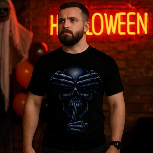 Blissboy Funny Skull Graphic T-Shirt Novelty Short Sleeve Crewneck Shirt