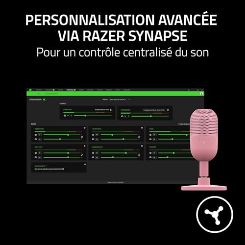 Razer Seiren V3 Mini - Microphone USB ultra-compact (microphone à condensateur 14 mm, directivité supercardioïde, détecteur de mise en sourdine, absorbeur de chocs intégré) Quartz