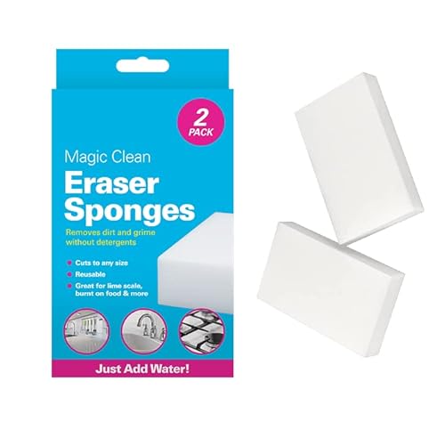magic Eraser Sponges reusable Multi Functional Cleaning Pads Power Scrubber Foam Non Scratch Melamine Sponge Universal Cleaner For Multi Surface Ideal For Removing Tough Dirt And Grime 2 pack (white)