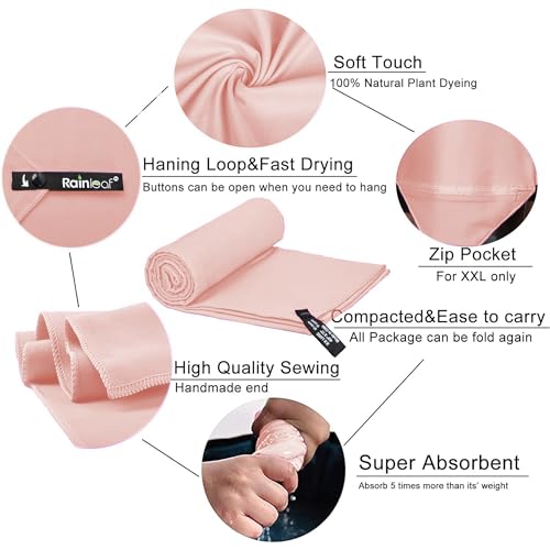 image for Rainleaf Microfiber Towel Perfect Travel & Gym & Camping Towel. Quick 