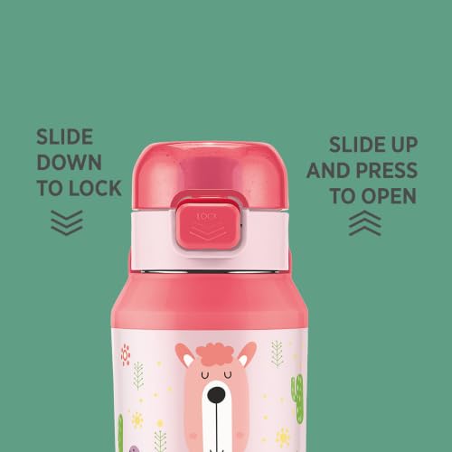 Image of Milton Steel Helio 600 Thermoware Water Bottle 520 ml with One Touch Safety Lock & Twin Lid Sip or Gulp, Long Hours Hot & Cold, Leak Proof, ISI Certified, PU Insulated, for Kids, School, Light Pink
