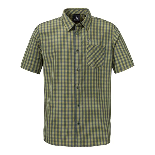 Schöffel Herren CIRC Shirt Style Dalfoss MNS, kreislauffähiges Kurzarm Hemd, nachhaltiges Wandershirt mit Sonnenschutz, schnell trocknend, solid Olive, 48