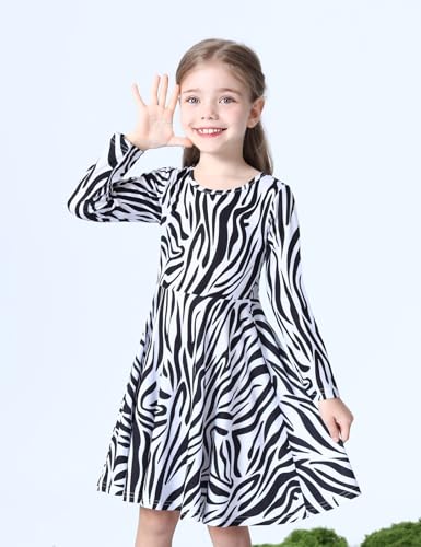 COSLAND Girls' Holiday Dress Kids Long Sleeve Printed Dresses, X-Small-Large2