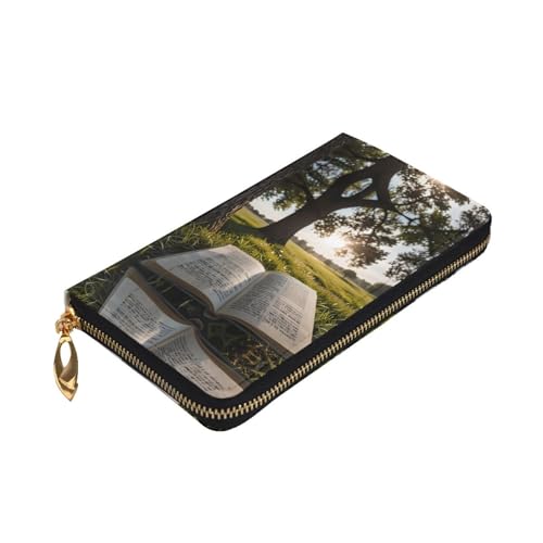 Portefeuille en cuir imprimé Reading under a tree, finitions soignées de 19 cm - 3