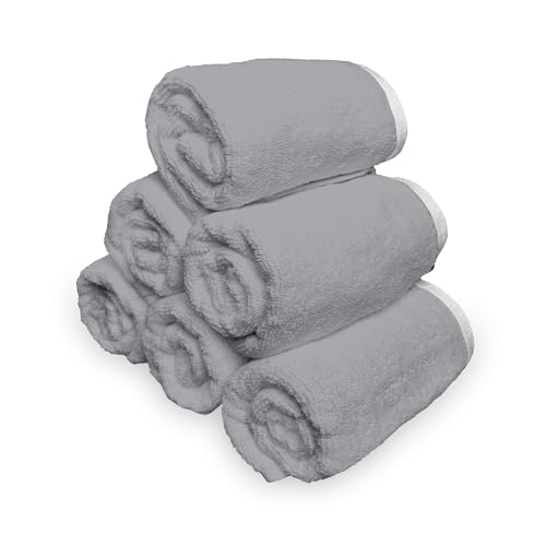Image of Divine Casa 6 Piece Cotton Hand Towel Set 500 GSM (60 x 40 cm) | Gray Hand Towels | Soft Absorbent Quick Dry Towels