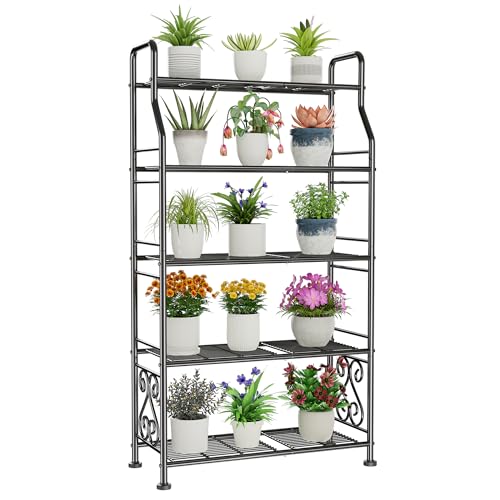 GIOTORENT Plant Stand Outdoor Indoor 5 Tier Metal...