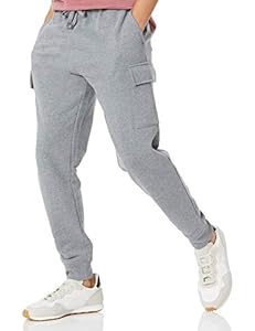 Amazon Essentials Pantalon de Jogging Cargo en Polaire pour Homme, Coupe décontractée, Gris Clair chiné, Taille XL