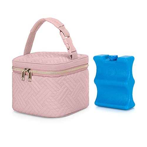 Image of Fasrom Breastmilk Cooler Bag with Ice Pack Fits 4 Baby Bottles up to 5 Ounce, Insulated Baby Bottle Bag for Nursing Moms Daycare or Travel, Easily Attaches to Stroller, Pink (Patent Design)