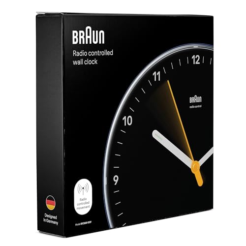 Image of Braun Plastic Classic Analogue Wall Clock with Silent Sweeping Quartz Movement - BC26B, Black