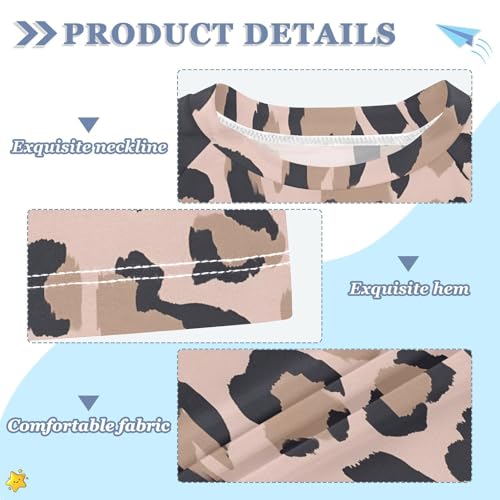 ALAZA Kids Rash Guard Girls Boys Toddler Swim Shirts Short Sleeve Brown Leopard Print UPF 50+ 3T3