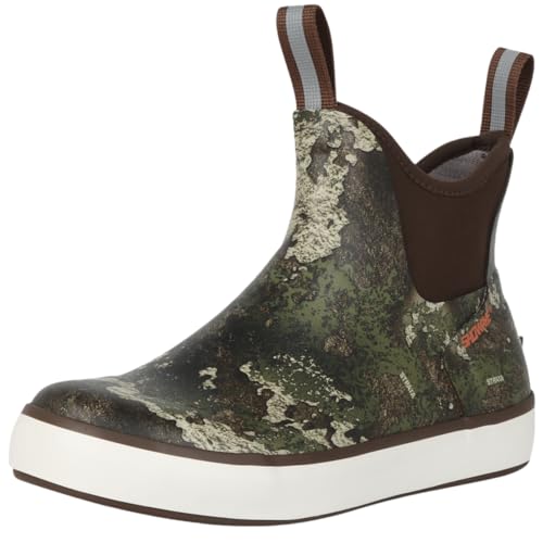 Showave Deck Boots for Men Ankle Rain Boots Men Insulated Rubber Boot Neoprene Mud Waterproof Boot Boat Fishing Booties for Sailing Gardening(Strata,Size 11)