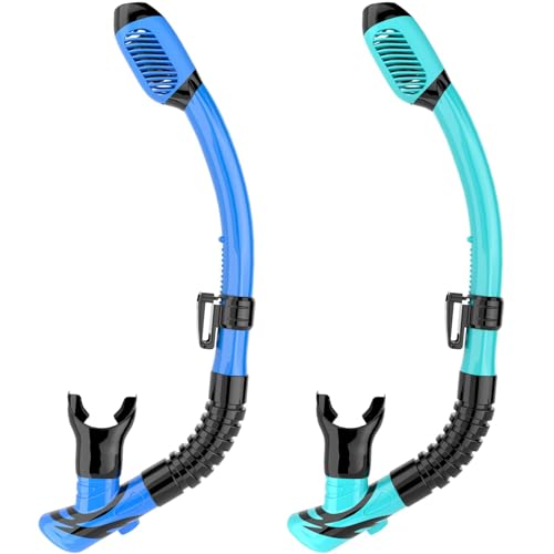 COOLOO 2 Pack Dry Snorkel for Adults, Swim Snorkel with Emergency Whistle