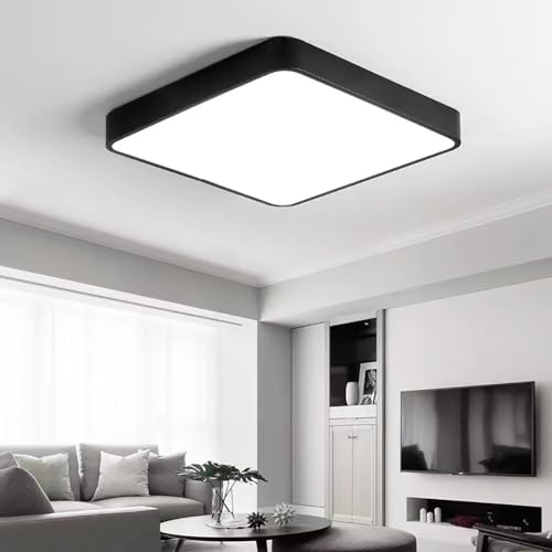 Plafonnier LED carré dimmable 64W noir grand format 61 cm - 6